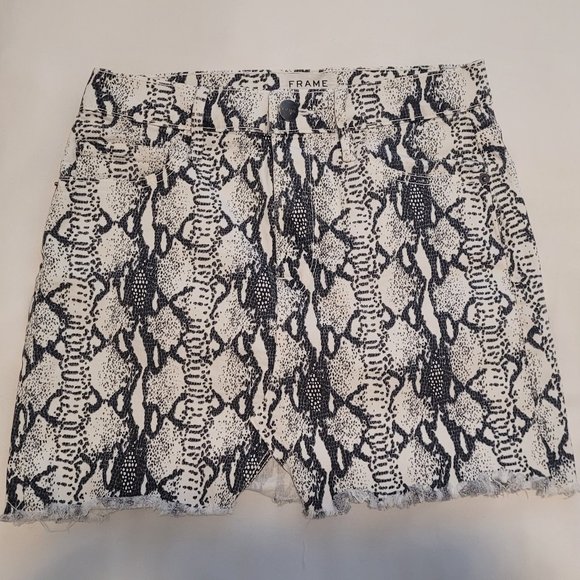Denim Snakeskin Shorts by Frame Denim - Picture 1 of 3